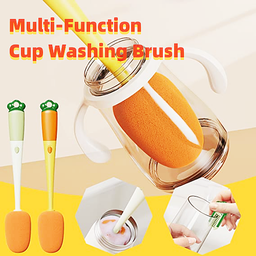 Kitchen 3 In 1 Multifunctional Cleaning Cup Washer Brush Long Handle Carrot Water Bottle Cleaning Brush